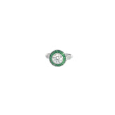 PLATINUM 1.00ct I SI2 Round Diamond Center Stone , .70ct Princess Cut Tsavorite on the halo and  along the band .06ct  Round Diamond Certified by GIA #7453028986
